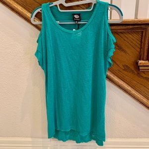 NWT Green Cold Shoulder Top